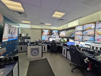 The Real Time Information Center provides real-time monitoring of security cameras across campus.