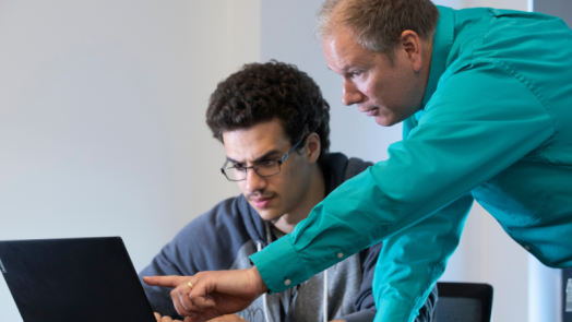 Michael Nowatkowski with student