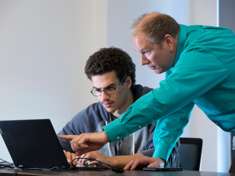 Michael Nowatkowski with student