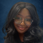 Woman with glasses smiling