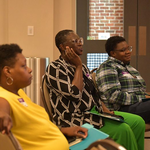 Participants listen and engage during the Connected for Life Open-House event. [Aaron Smith/Augusta University]